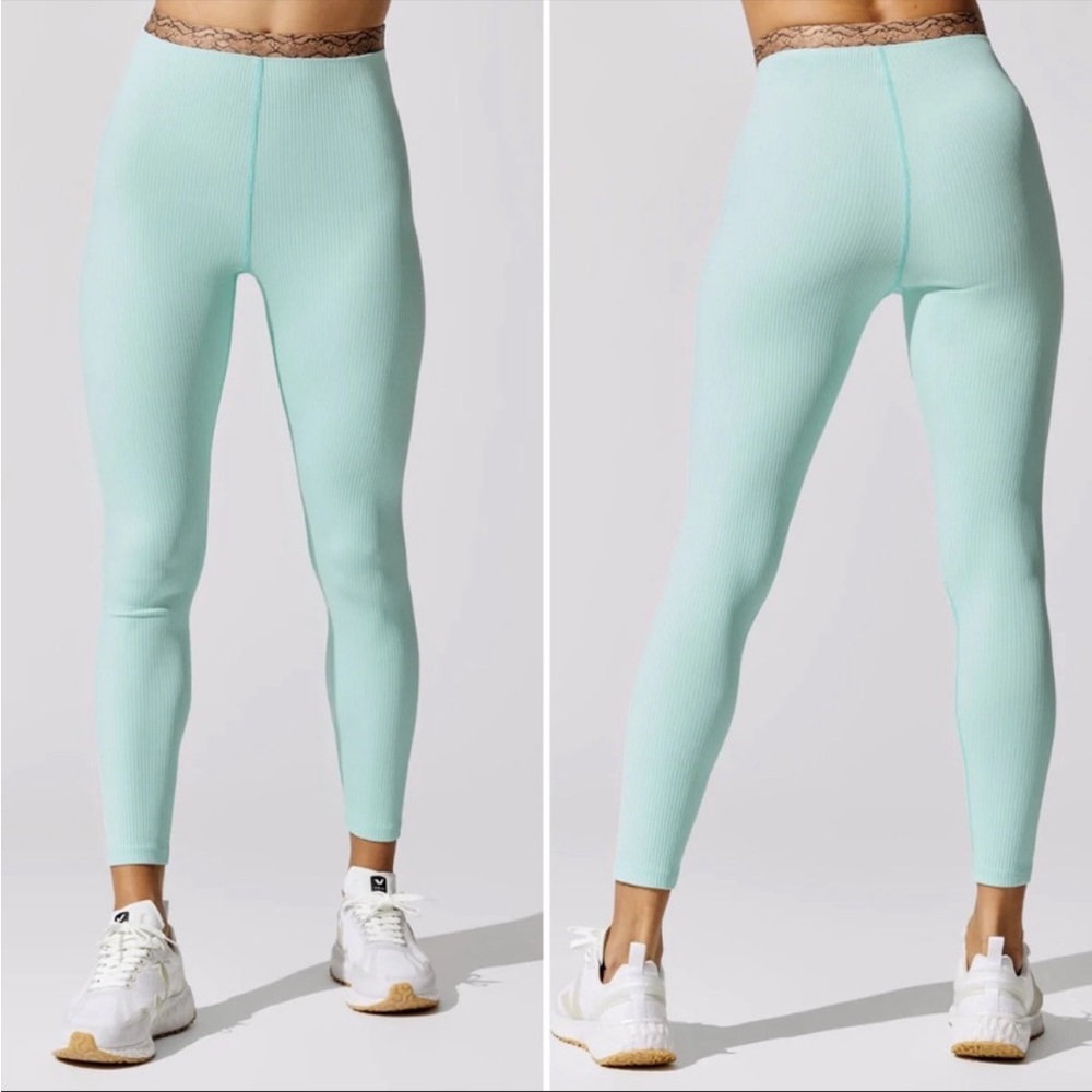 NWT Carbon38 Teal Aqua Ribbed High Rise Legging M - Picture 2 of 8